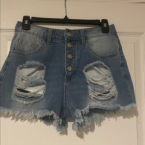 Distressed Denim Shorts
